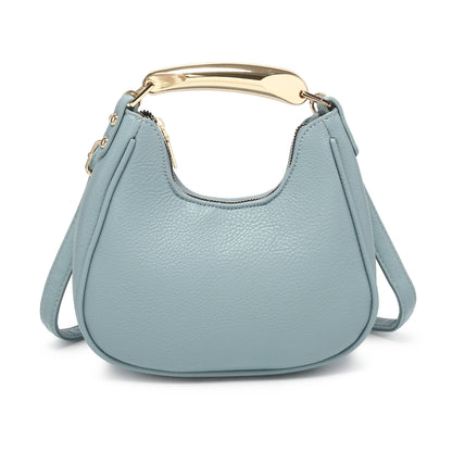 B23052-Top Zip Closure Metal Handle Grab Bag: Olive