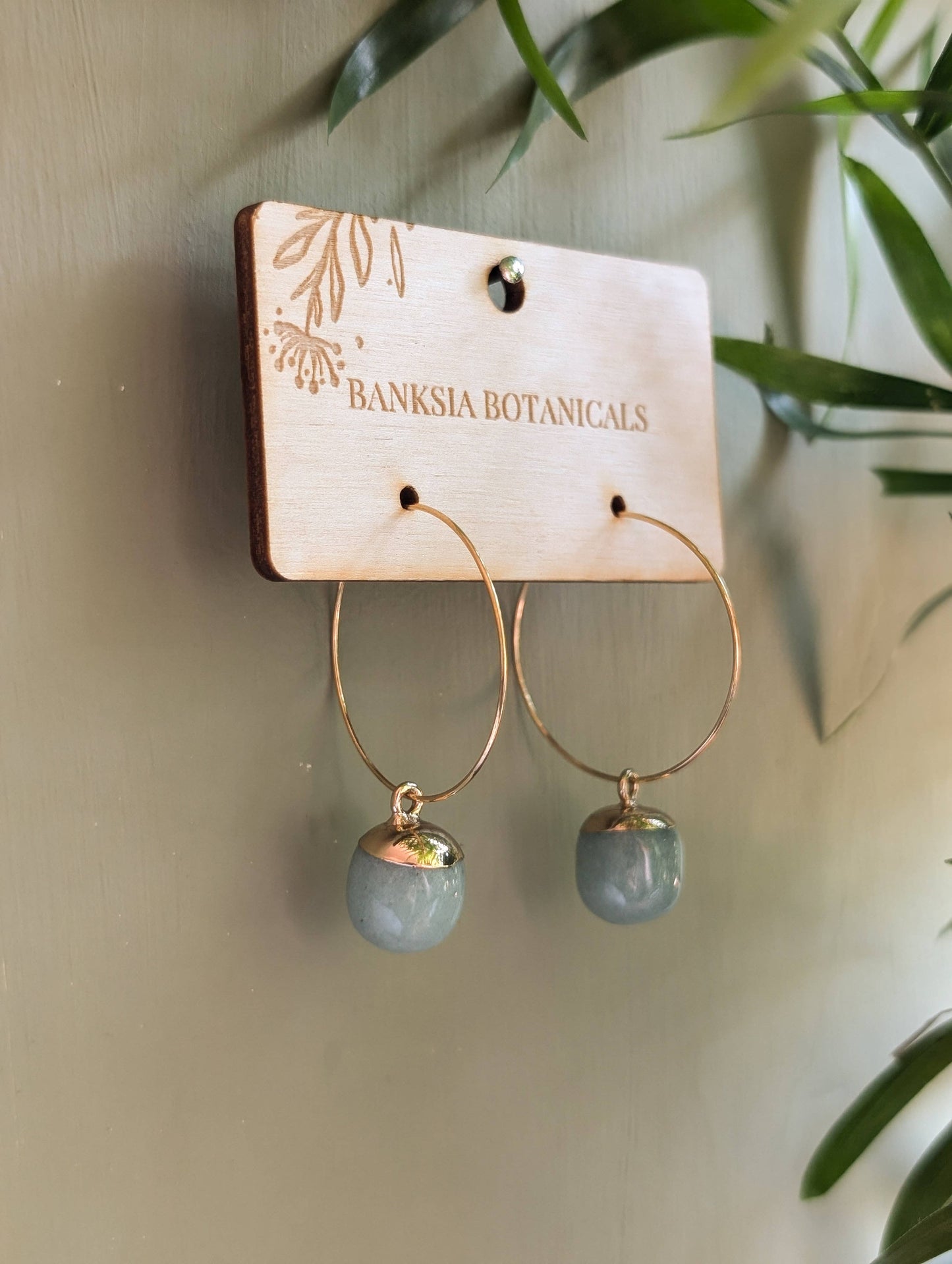 Blue Stone Hoop Earrings