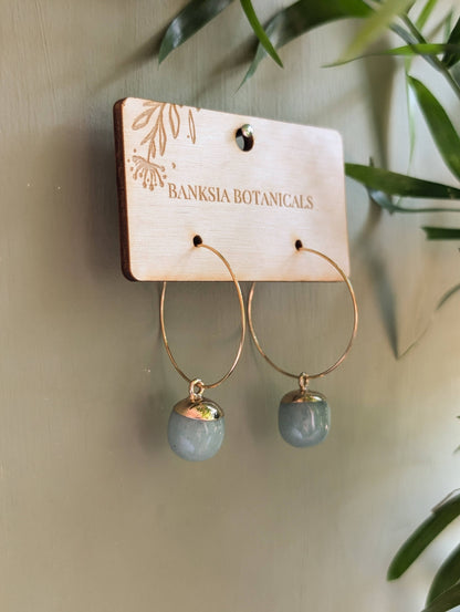 Blue Stone Hoop Earrings