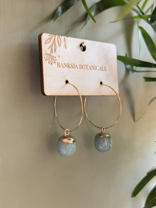 Blue Stone Hoop Earrings