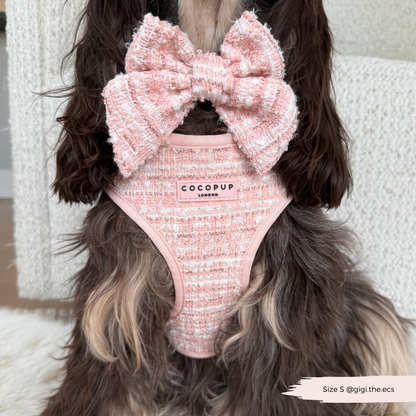 Pink Textured Tweed Adjustable Neck Harness: S
