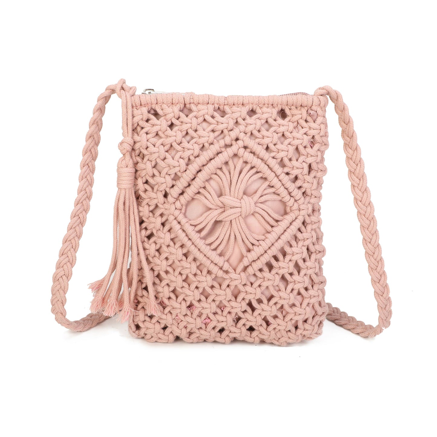 9806 Crochet Crossbody Bag: Khaki