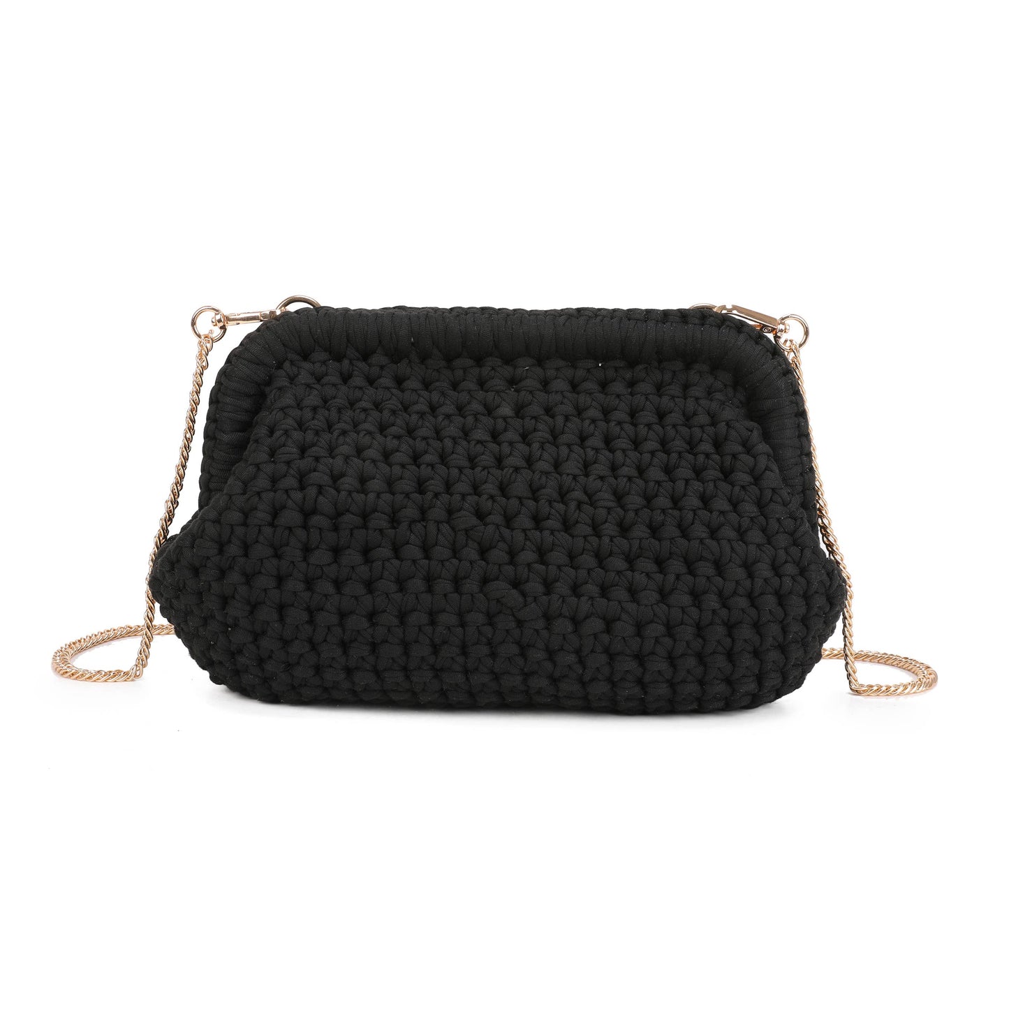 5111 Crochet Metal Clutch with chain: Beige