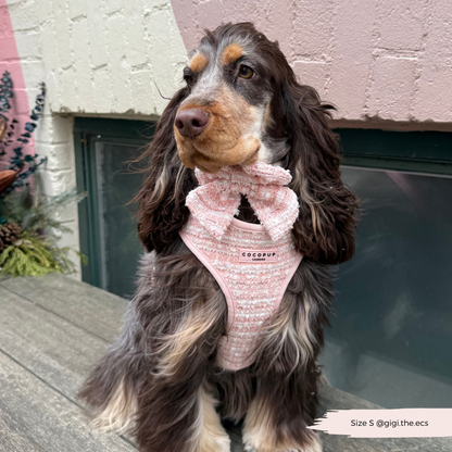 Pink Textured Tweed Adjustable Neck Harness: S
